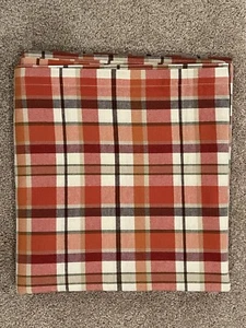 FABRIC FALL ORANGE PLAID 104 X 59 TABLECLOTH EUC - Picture 1 of 2