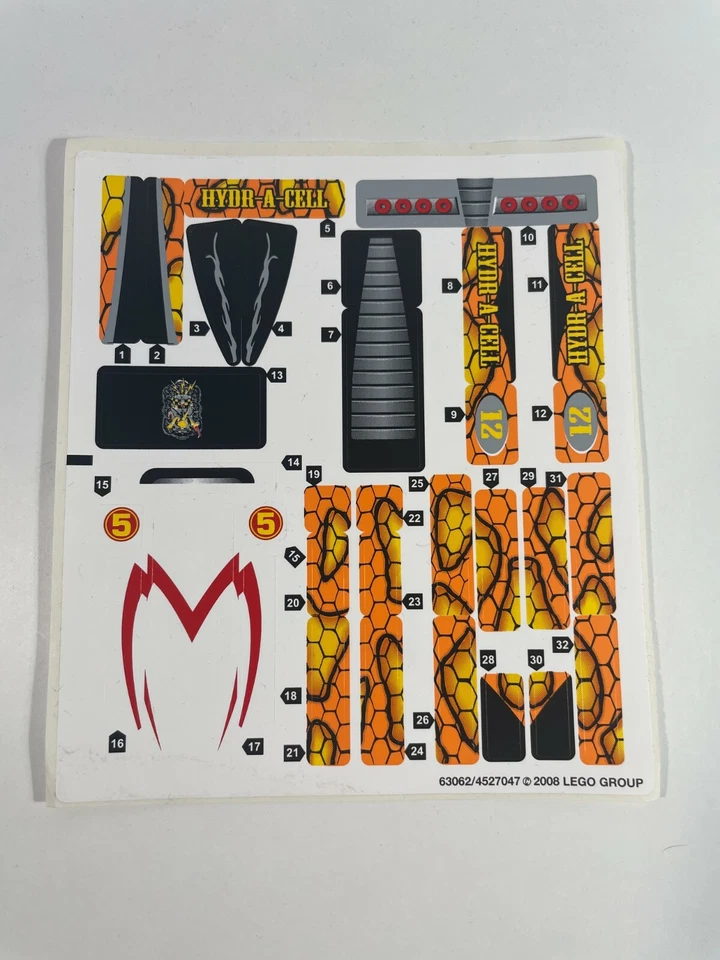 LEGO® Original Aufkleber Sticker 63062 für 8158 Speed Racer Snake&Oiler NEU 340 - Bild 1 von 1