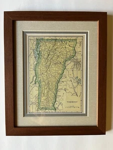 VERMONT State Map, Frame/Double Mat from the 1927 World Atlas SEE DESCRIPTION - Picture 1 of 3
