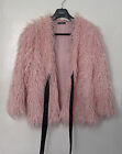 Pink Shaggy Faux Fur Jacket Coat, Size S