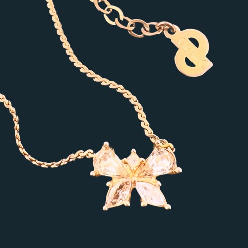 CHRISTIAN DIOR ✨ COLLANA VINTAGE ORO P STRASS ✨ FIOCCO FIORE STELLA FARFALLA?