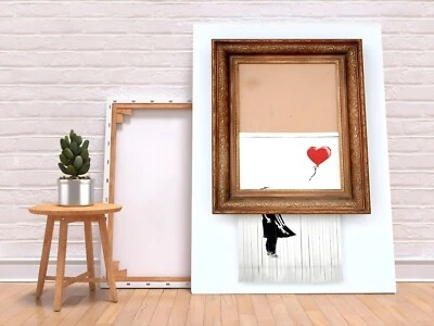 BANKSY GLOBO NIÑA AMOR TRITURADO GRAFFITI CALLEJERO ARTE PARED LIENZO IMPRESIÓN ENMARCADA Foto 1 de 4