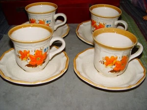 set of 4 tea cup and saucer Mikasa Garden Club Flowerfest EC 452 - Picture 1 of 5