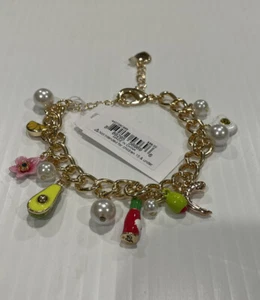 Betsey Johnson Gold Tone Betsey’s Brunch Charm Bracelet NWT  - Picture 1 of 12