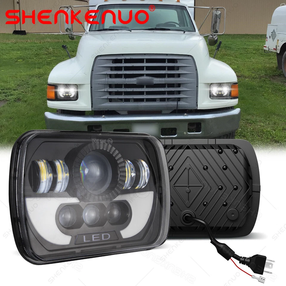 Faros LED 7X6 5x7 DRL alto bajo para camión de volteo Ford F600 F700 F800 Ft800 C11 Foto 1 de 4