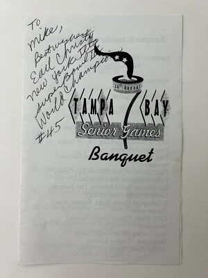 Earl Christy Signed Tampa Bay Senior Games Program NY Jets Super III Bowl Champs - Image 1 of 4
