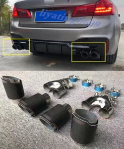 Carbon Rear Exhaust muffler tail Pipe Outlet For 2018-2023 BMW 5 Series G30 G38 - Picture 1 of 1
