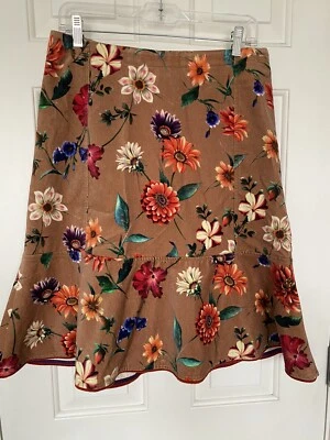 油性女式天鹅绒花卉 A 字裙喇叭衬里尺寸 40 大号 12 华丽 — 第 1/4 张图片