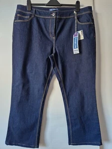 BHS Womens Straight Leg Jeans UK 20 Dark Blue Denim Cotton Rich High Rise - Picture 1 of 12