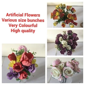Artificial Flowers Bouquet Silk Various Colours Sizes Chose Select Favourites - Picture 1 of 24
