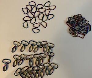 Metal Rainbow D Rings and Lobster Clasps - 60pcs Set For Bags Crafts Sewing