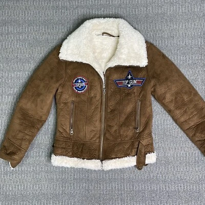 Chaqueta de bombardero de piloto Top Gun de cuero para niños Abrigo de vuelo de Halloween talla pequeña/mediana Foto 1 de 4