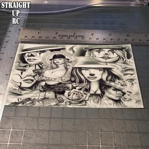 Custom Waterslide Decal - RC Lowrider "Airbrush Mural" Style "Chicana Style 1" - Picture 1 of 9