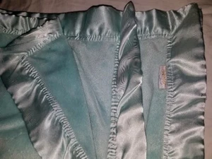 Cloud B Teal Mint Green Lovey Blanket 31x38" Soft Plush Satin Trim Fuzzy Warm - Picture 1 of 12