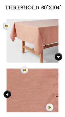 Threshold Tablecloth Pink Cotton Blend Chambray 60" x 104" Rectangular - Image 1 of 4