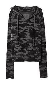 $295 NWT NILI LOTAN Charcoal Grey Camo Fleece Janie Hoodie Sweatshirt RARE!!! XS - Picture 1 of 20