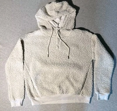 Chaqueta con Capucha Zella Para Mujer Talla Pequeña Beige Polar Felpa Pullover Bolsillo Foto 1 de 4