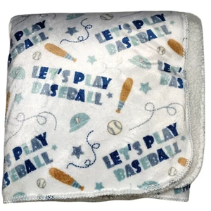 SL Home Fashions Let's Play Baseball Blanket White Sherpa 119741 Baby Sports - Picture 1 of 3