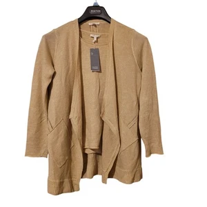 NUEVO Conjunto Cárdigan de Lino Eileen Fisher Calibre Fino Rafia Joya Cuello Concha Talla PS - Imagen 1 de 9