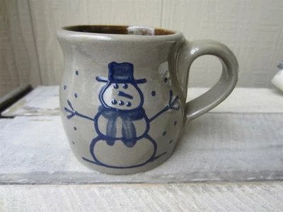 Vintage 1998 BBP Stoneware Pottery Christmas SNOWMAN Coffee Tea Cup Mug  - Image 1 of 4
