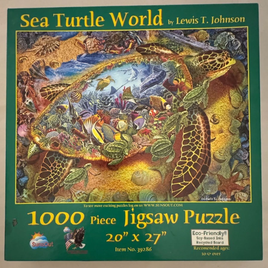 SunsOut 1000 Piece Puzzle SEA TURTLE WORLD by Lewis T. Johnson - OPEN BOX - Image 1 of 1