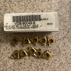 Coated Threading Carbide Inserts VDB-90049-B 3/8 IC INT RH 11-1/2 NPT - Picture 1 of 9