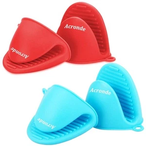 2 Pairs Mini Oven Gloves Silicone Heat Resistant Cooking Pinch Mitts Potholde... - Picture 1 of 7