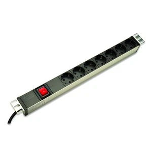 DIGITUS 7-fach Steckdosenleiste Aluminium Alu Profil mit Schalter 2 m Schwarz - Bild 1 von 2