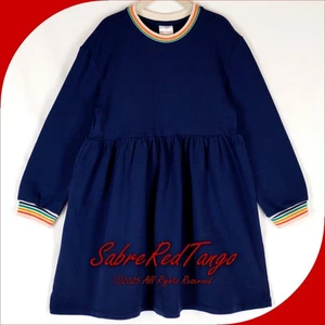Neu mit Etikett Hanna Anderson LANGÄRMLIGES FRENCH TERRY KLEID MARINEBLAU 150 12 - Bild 1 von 3