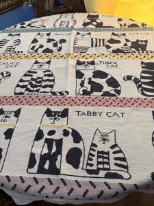 Manta artesanal de algodón vintage Vuteks Vukovar CATS Crown 1988 Pat Meyers Cat Lover - Imagen 1 de 6