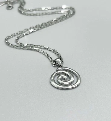 Collar Colgante Vórtice Espiral Remolino Cadena Serpiente Ajustable Plata Unisex Mujer Foto 1 de 3