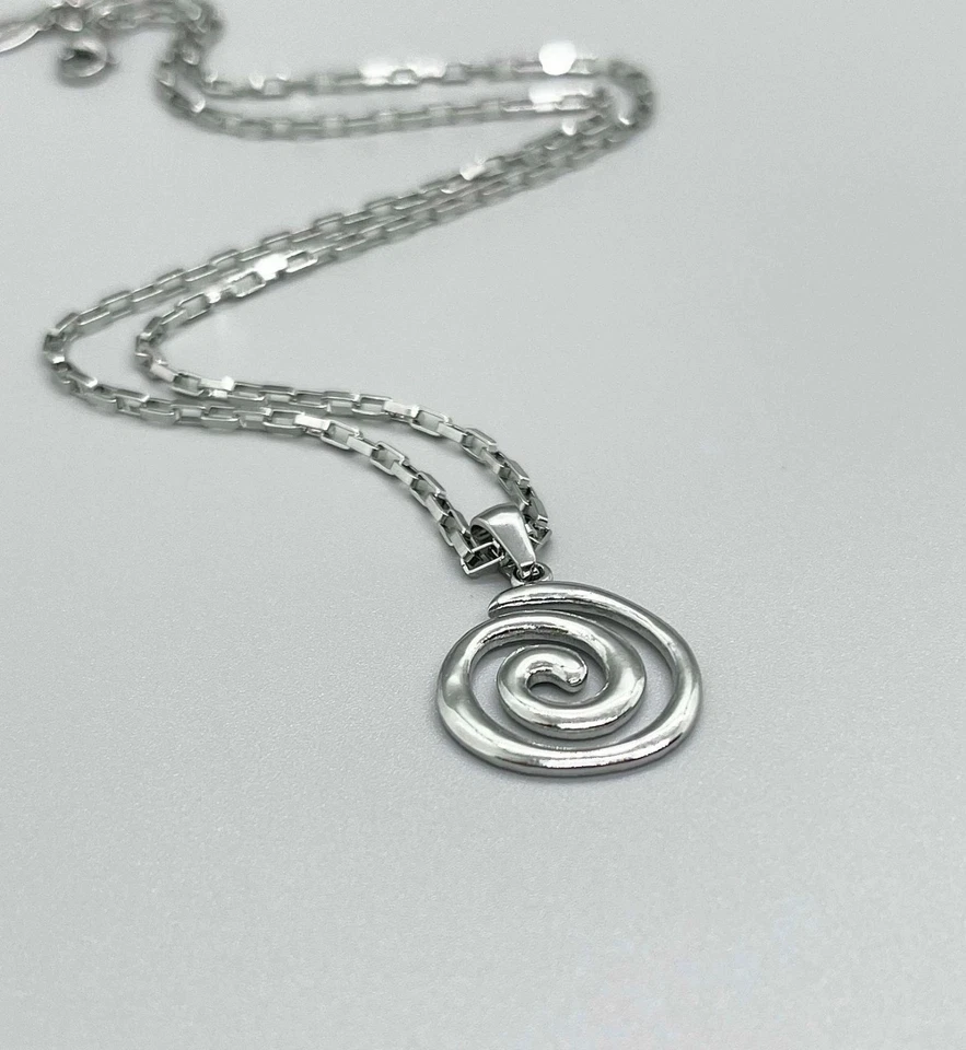 Collar Colgante Vórtice Espiral Remolino Cadena Serpiente Ajustable Plata Unisex Mujer Foto 1 de 3