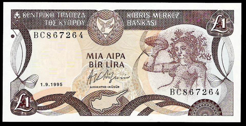 CYPRUS - EUROPEAN UNION - 1995 -  1  POUND - P53d   -  AU  - Image 1 of 1