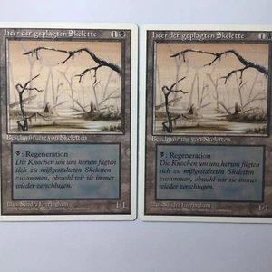 2x German Misprint Drudge Skeletons • Swamp With Regenerate • LP/NM • MtG - Picture 1 of 2