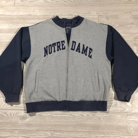 Notre Dame Sweater Mens L Blue MockNeck Zip Up Sweatshirt Vintage Jansport 1916 Cover