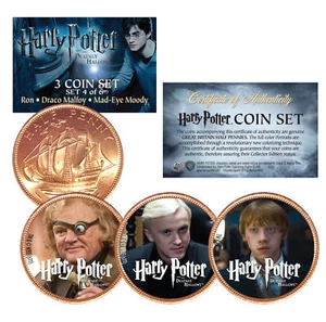 Harry Potter DEATHLY HALLOWS Colorized British Halfpenny 3-Coin Set (Set 4 of 6) - Picture 1 of 1