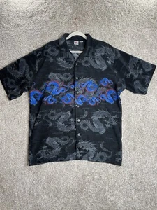 Vintage Anchor Blue Shirt Hawaiian Dragon Art Button-up Size X Large - Picture 1 of 7