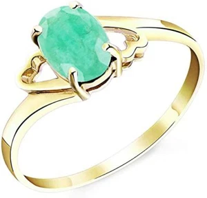 Anillo de piedras preciosas de oro amarillo liso alto pulido de 14 K talla 6 - Imagen 1 de 3