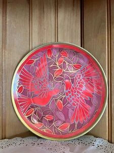 Pottery Barn Art Nouveau Red Gold Bird Salad Luncheon Plate Decorative - Picture 1 of 3