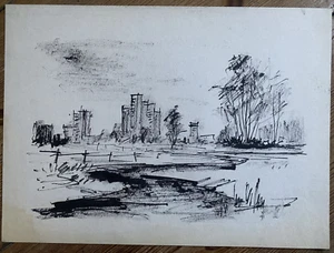 Franz Ehmke 1928-2018 GDR Painter° Tegeler Flow Märkisches Quarter Feather Ink - Picture 1 of 3