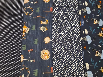 Stoffpaket dunkelblau 5x Baumwolljersey für Mützen und Snoods  30x70cm Neu - Bild 1 von 4