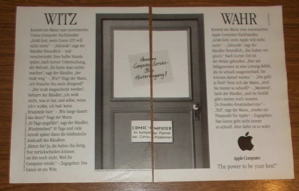 Seltene Werbung APPLE Computer - Witz & Wahr 1988 - Bild 1 von 1