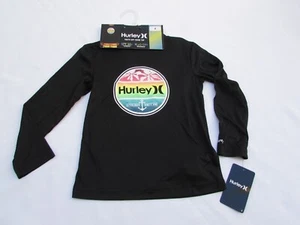 Hurley Kids Rashgurd Top Unisex Black Long Sleeve Swim Shirt Youth UPF Swim SZ 4 - Picture 1 of 12