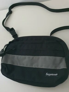 FW14 Supreme Hi Vis Nero Spalla Borsa IN Cordura Tessuto Logo Scatola Riflessivo - Foto 1 di 12