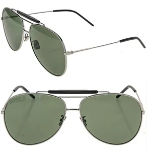 SAINT LAURENT CLASSIC OVERSIZED Aviator SL 11 005 Silver Green Sunglasses SL11 - Picture 1 of 11