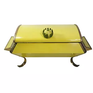 Servizio piatti sfregamento smalto giallo rettangolare verde pomello fiore 1,5 qt anni 50 vintage - Foto 1 di 24