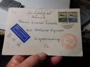 1936 ZEPPELIN STAMP DEUTSCHE LUFTPOST TO US POSTAL COVER - Picture 1 of 5