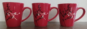 3 tazas asiáticas rojas blancas y negras de 4,3" de alto - Imagen 1 de 17