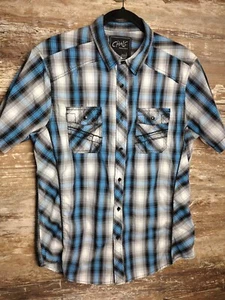 Chalc Fame Jeans Inc Cotton Casual Check Shirt Long Sleeve Men's Size L - Picture 1 of 8