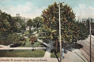 Lancaster Pennsylvania Postcard Lancaster County Prison and Grounds PM 1908 U2 - Picture 1 of 2